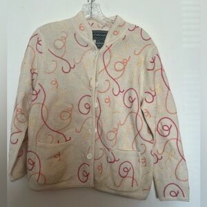 Vintage wool Nouveaux sweater with Pink and Orange Swirls